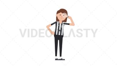 White Female US Referee Searching with a Magnifying Glass Stock Animation