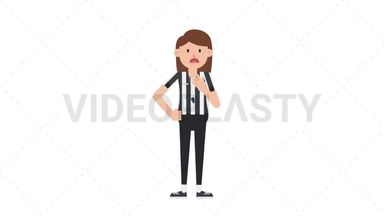 White Female US Referee Shortness of Breath Stock Animation