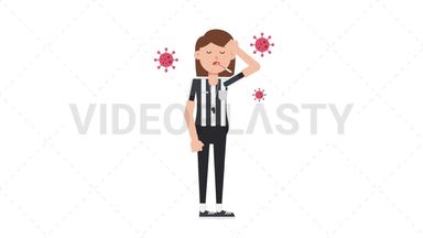 White Female US Referee Sick with Covid Stock Animation
