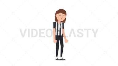 White Female US Referee Sleepy Stock Animation