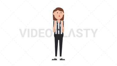 White Female US Referee Surprised Stock Animation