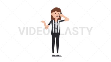 White Female US Referee Talking on the Phone Angry Stock Animation