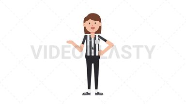 White Female US Referee Talking Stock Animation