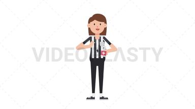 White Female US Referee Using Disinfectant Spray Stock Animation