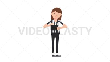 White Female US Referee Using Tablet Happy Stock Animation