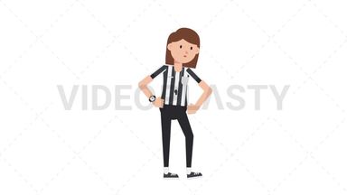 White Female US Referee Waiting Stock Animation