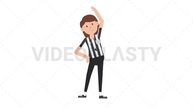 White Female US Referee Warmup Exercise Stock Animation