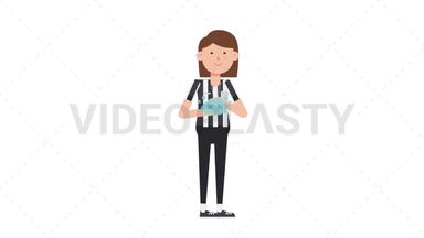 White Female US Referee Washing Hands Stock Animation