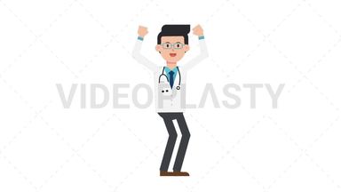 White Male Doctor Cheer Stock Animation