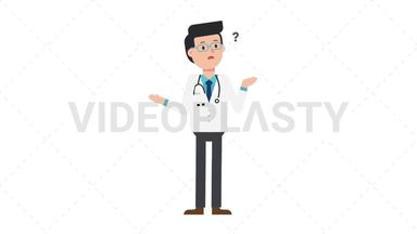 White Male Doctor Confused Stock Animation