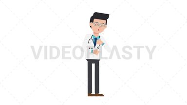 White Male Doctor Coughing Stock Animation