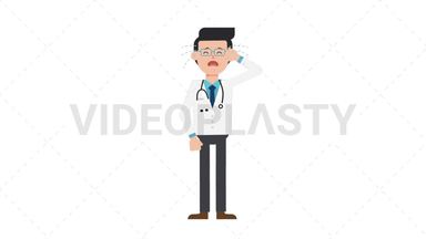 White Male Doctor Crying Stock Animation