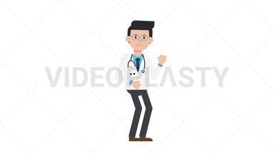 White Male Doctor Dancing Stock Animation