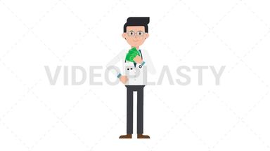 White Male Doctor Holding Cash Stock Animation