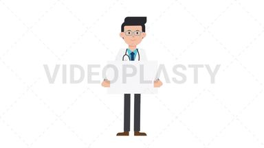 White Male Doctor Holding Poster Stock Animation