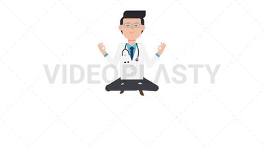White Male Doctor Meditating Stock Animation