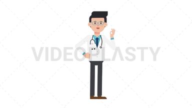 White Male Doctor Ok Stock Animation