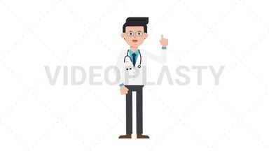 White Male Doctor Pointing Above Stock Animation