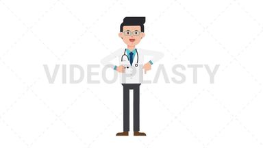 White Male Doctor Pointing Below Stock Animation