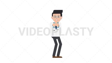 White Male Doctor Scared Stock Animation