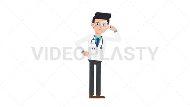 White Male Doctor Searching with a Magnifying Glass Stock Animation