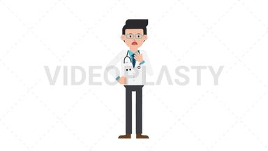 White Male Doctor Shortness of Breath Stock Animation