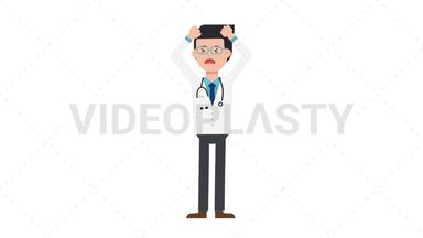 White Male Doctor Stressed Stock Animation