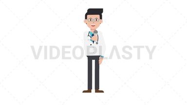 White Male Doctor Talking on Microphone Stock Animation