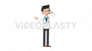 White Male Doctor Talking on the Phone Angry Stock Animation