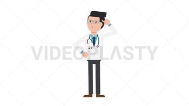 White Male Doctor Thinking Stock Animation