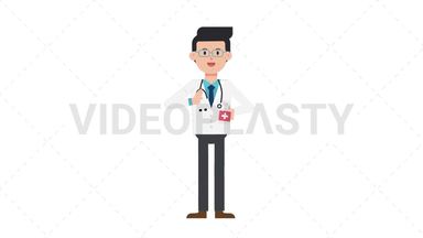White Male Doctor Using Disinfectant Spray Stock Animation