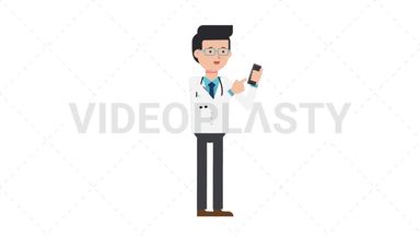 White Male Doctor Using Phone Stock Animation