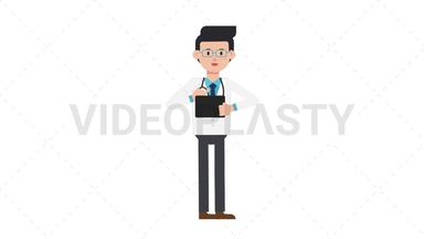 White Male Doctor Using Tablet Happy Stock Animation