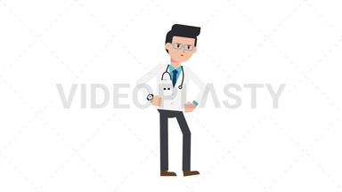 White Male Doctor Waiting Stock Animation