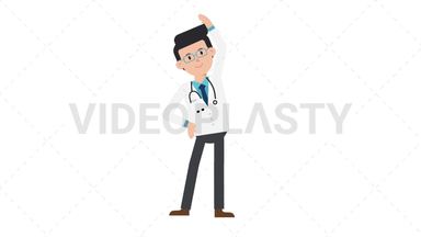 White Male Doctor Warmup Exercise Stock Animation