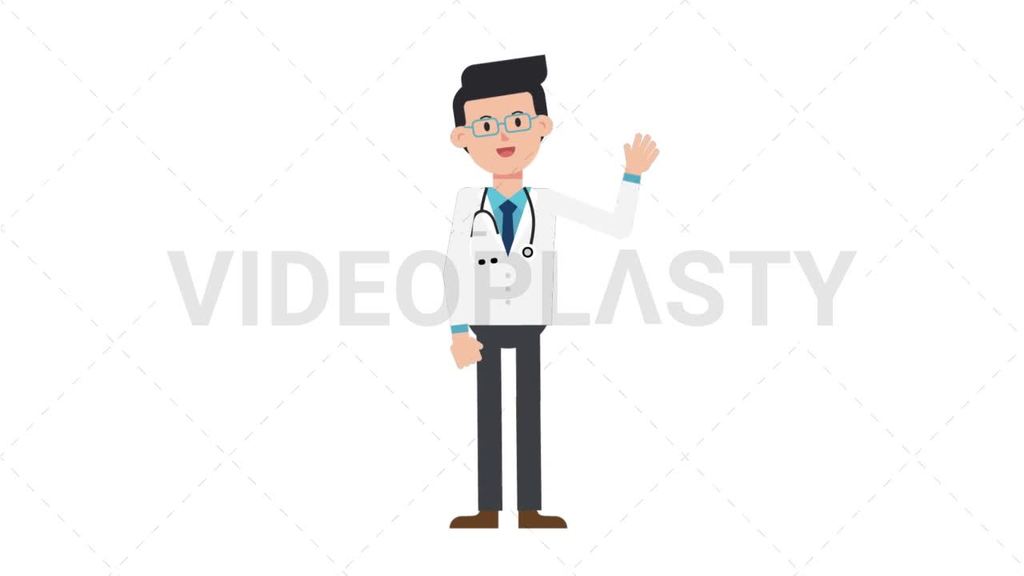 White Male Doctor Waving [Royalty-Free Stock Animation] | VideoPlasty