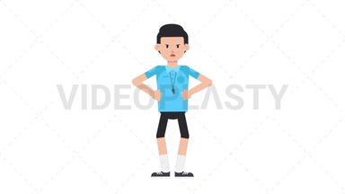 White Male EU Referee Angry Stock Animation