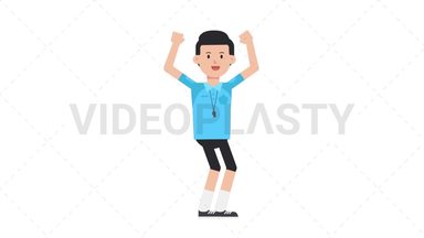 White Male EU Referee Cheer Stock Animation