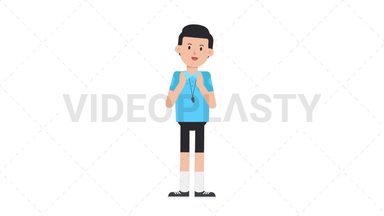 White Male EU Referee Clapping Stock Animation