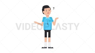 White Male EU Referee Confused Stock Animation