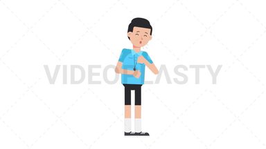 White Male EU Referee Coughing Stock Animation