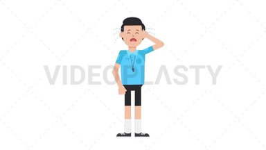 White Male EU Referee Crying Stock Animation