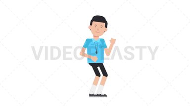 White Male EU Referee Dancing Stock Animation