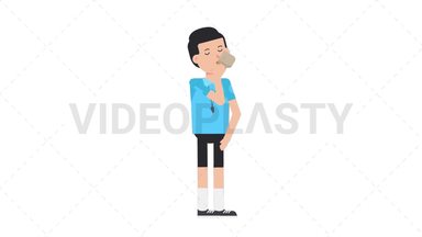 White Male EU Referee Drinking Coffee Stock Animation