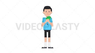 White Male EU Referee Holding Cash Stock Animation