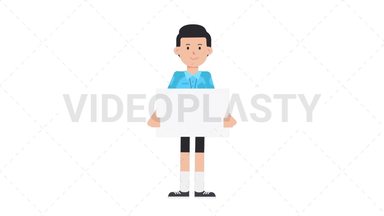 White Male EU Referee Holding Poster Stock Animation
