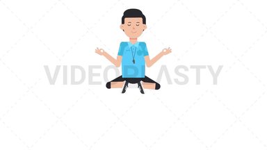 White Male EU Referee Meditate Stock Animation