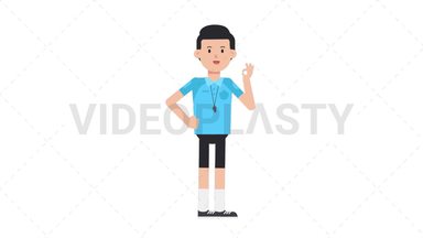 White Male EU Referee OK Stock Animation
