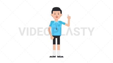 White Male EU Referee Pointing Above Stock Animation