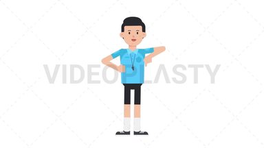 White Male EU Referee Pointing Below Stock Animation